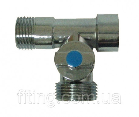 Кран наскрізний кульовий для пральних та посудомийних машин 1/2" X 3/4" Х 1/2" Solomon